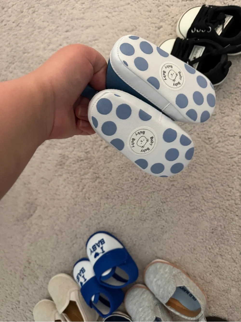 Old Navy Baby Shoe Lot — Brown, Navy, Cream, Gray, Blue